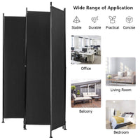 4-Panel Black Polyester Privacy Divider with Steel Frame