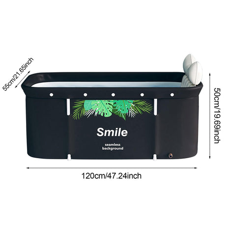 Portable ice Bathtub Adult Foldable Bath Barrel SPA Household Tub for 2-Person Family Large Size 47 inch Green Leaf Pattern