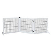 Wooden Dog Pet Fence 3 Panels DIY Shape,Foldable Puppy Gate Safety Guard,Indoor Pet Playpen Foldable Cat Barrier Protection Net Stair Partition,White