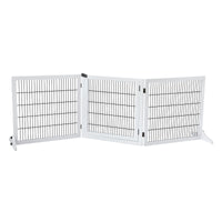 Wooden Dog Pet Fence 3 Panels DIY Shape,Foldable Puppy Gate Safety Guard,Indoor Pet Playpen Foldable Cat Barrier Protection Net Stair Partition,White