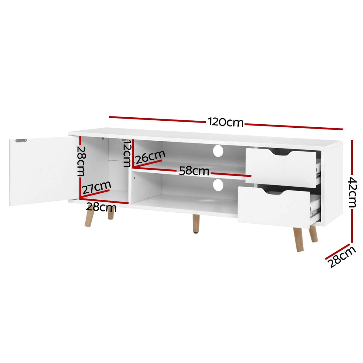 120 cm White TV Console Cabinet