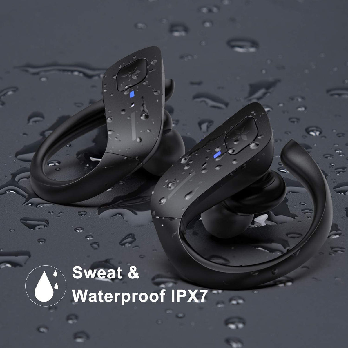 Axloie Wireless Earbuds, Bluetooth 5.0 Headphones True Wireless Premium Deep Bass IPX7 Waterproof 35H Playtime in-Ear TWS Stereo Earphones with Charging Case for Sport Running Gym Workout (BlackUpgraded)