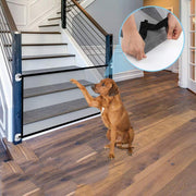 Magic Gate for Dogs, Dog gate, Pet Safety Gate, Portable Folding Mesh Magic Gate, Safet Gate, Safe Guard Install Anywhere, Safety Fence for Hall Doorway (Black)