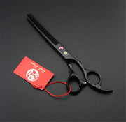 Matte-Black 4-Piece 7-Inch Pet Grooming Scissor Kit with Case