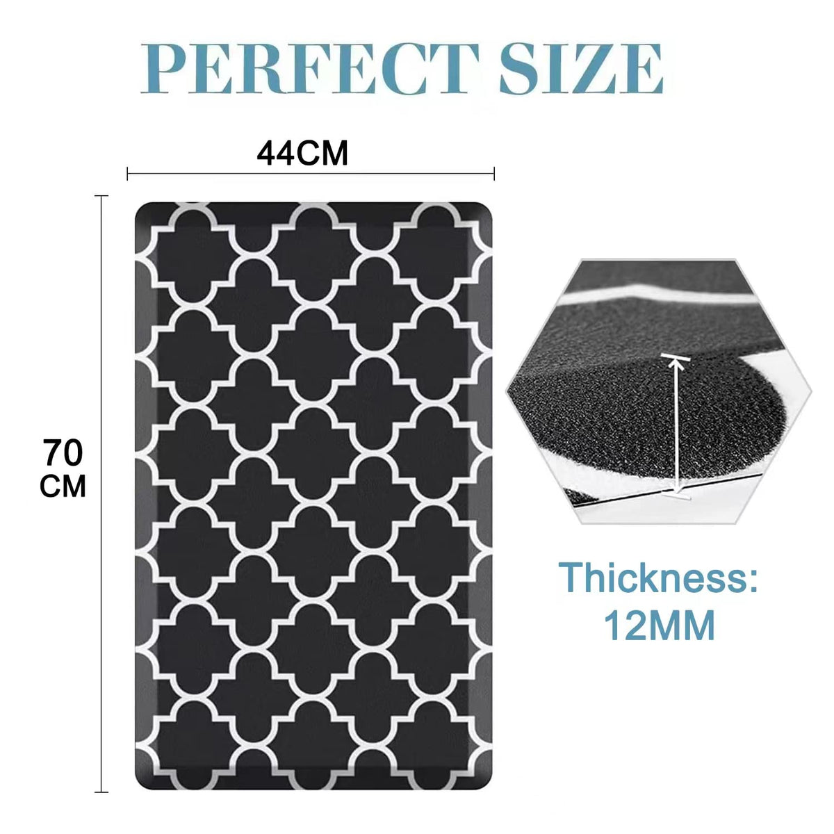 Black Waterproof Cushioned Kitchen Mat – 2 Sizes