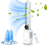 Evaporative Air Cooler, Bladeless Fan with 3 Speeds, Remote Control, Night Light, Electric Purifying Fan Suitable for Indoor Home Large Room Bedroom Office Use 2.5L