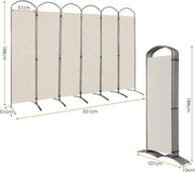 188cm Folding 6-Panel Room Divider – 4 Colours