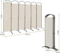 188cm Folding 6-Panel Room Divider – 4 Colours