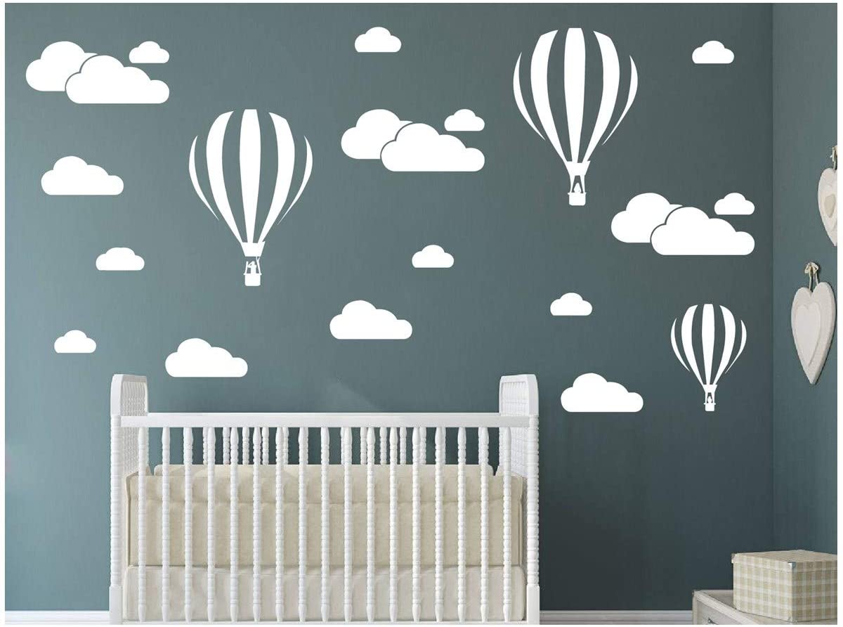 White Clouds & Hot Air Balloons Art Sticker