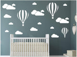 White Clouds & Hot Air Balloons Art Sticker