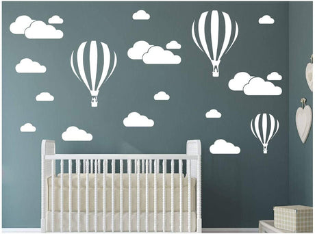 White Clouds & Hot Air Balloons Art Sticker