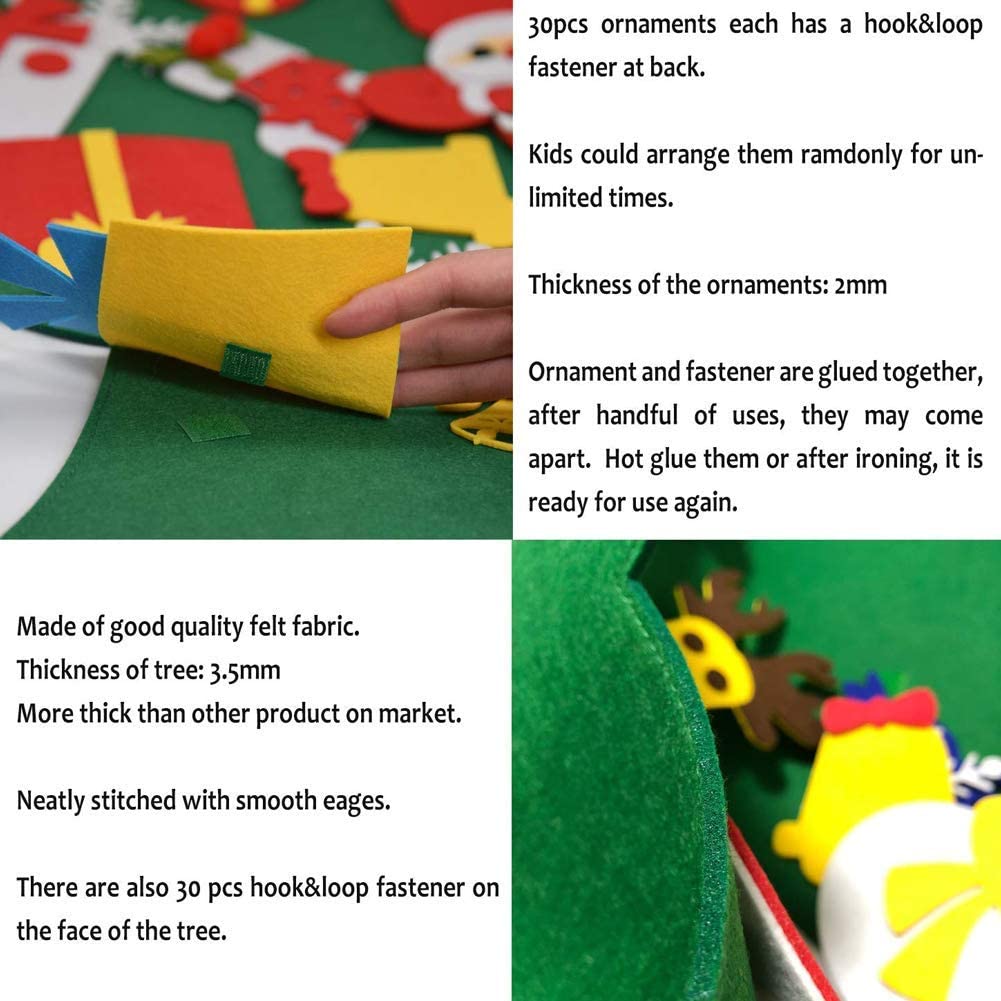 DIY Felt Christmas Tree with 30 Detachable Ornaments
