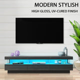 Luxsuite LED TV Stand Cabinet TV Unit Storage Entertainment Console High Gloss Front 3 Drawer