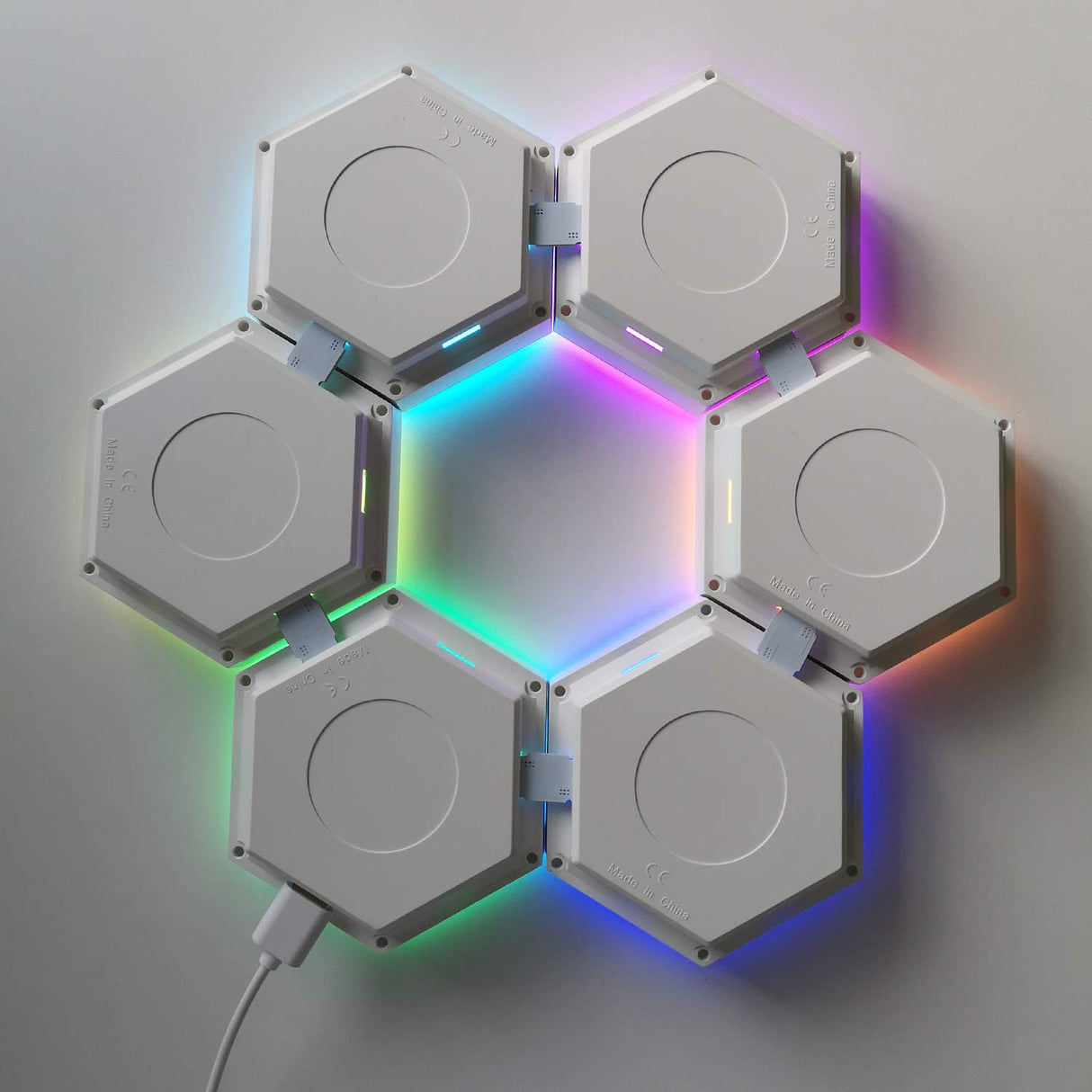 Hexagon Wall Light with Remote Control, Smart Modular Touch-Sensitive LED Light Wall Panels RGB Night Light DIY Geometry Splicing Hex Light for Bedroom Living Room Hallway Party Decor,6 Pack