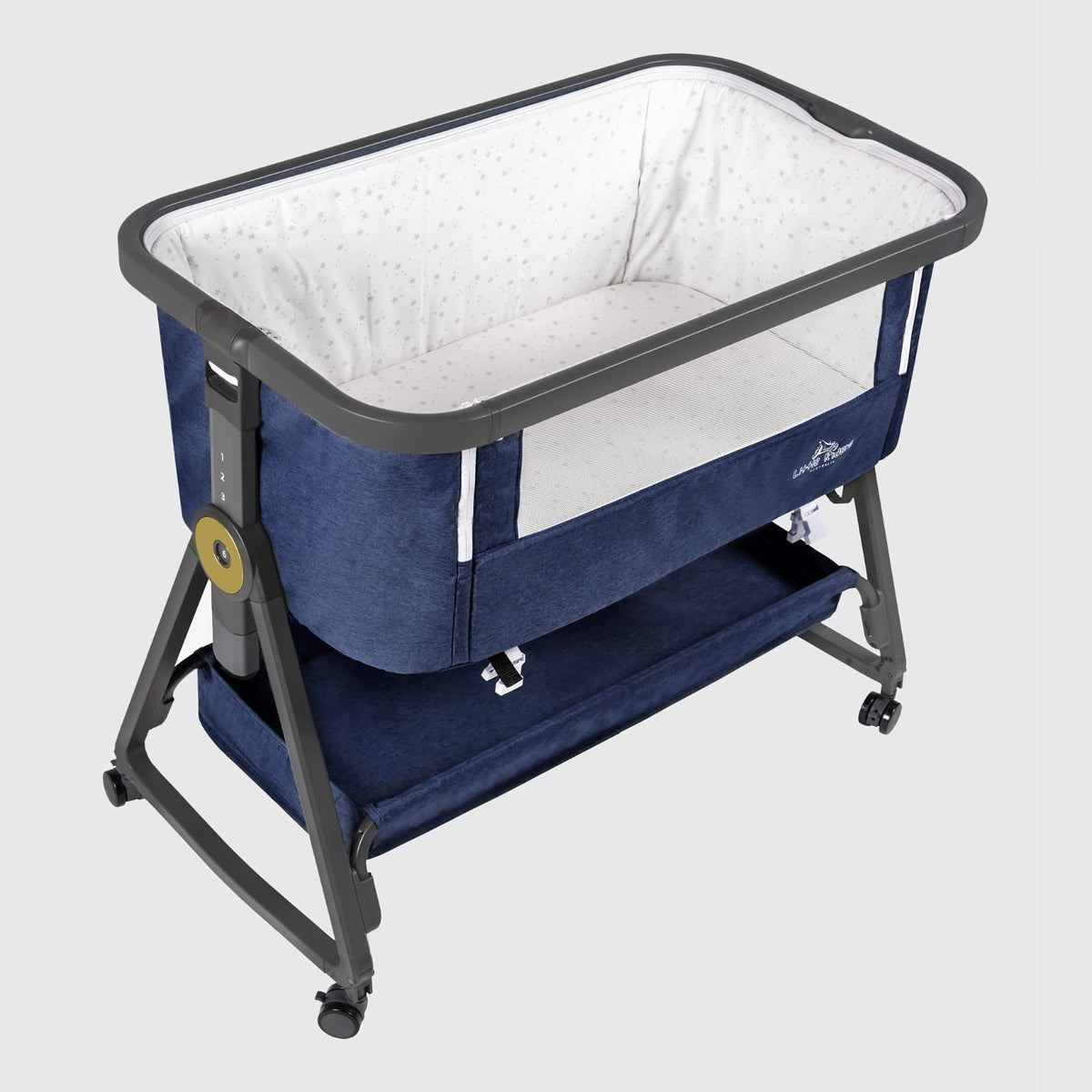 Baby bassinette with Mattress, Rocking Crib Co-Sleeping Cradle with Mosquito net (Blue)