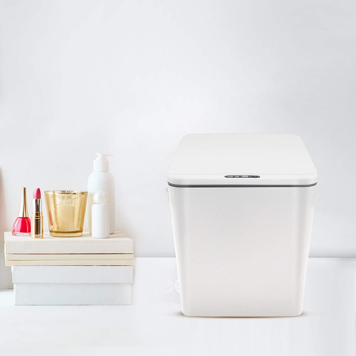 1.5 Gal Touchless Small Trash Can for Desk, Automatic Mini Garbage Can for Coffee Table/Laundry Countertop/Vanity Top, Smart Sensor Car Trash Can with Lid , Cute Waste Bin for Office/Kitchen/Bathroom