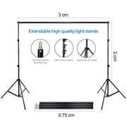 Photography Studio Backdrop Kit 2X 135W Continuous Lighting Kit 4 Umbrellas 4 Backdrops (White,Green,Black,Gray) 2x3m Background Support Stand System