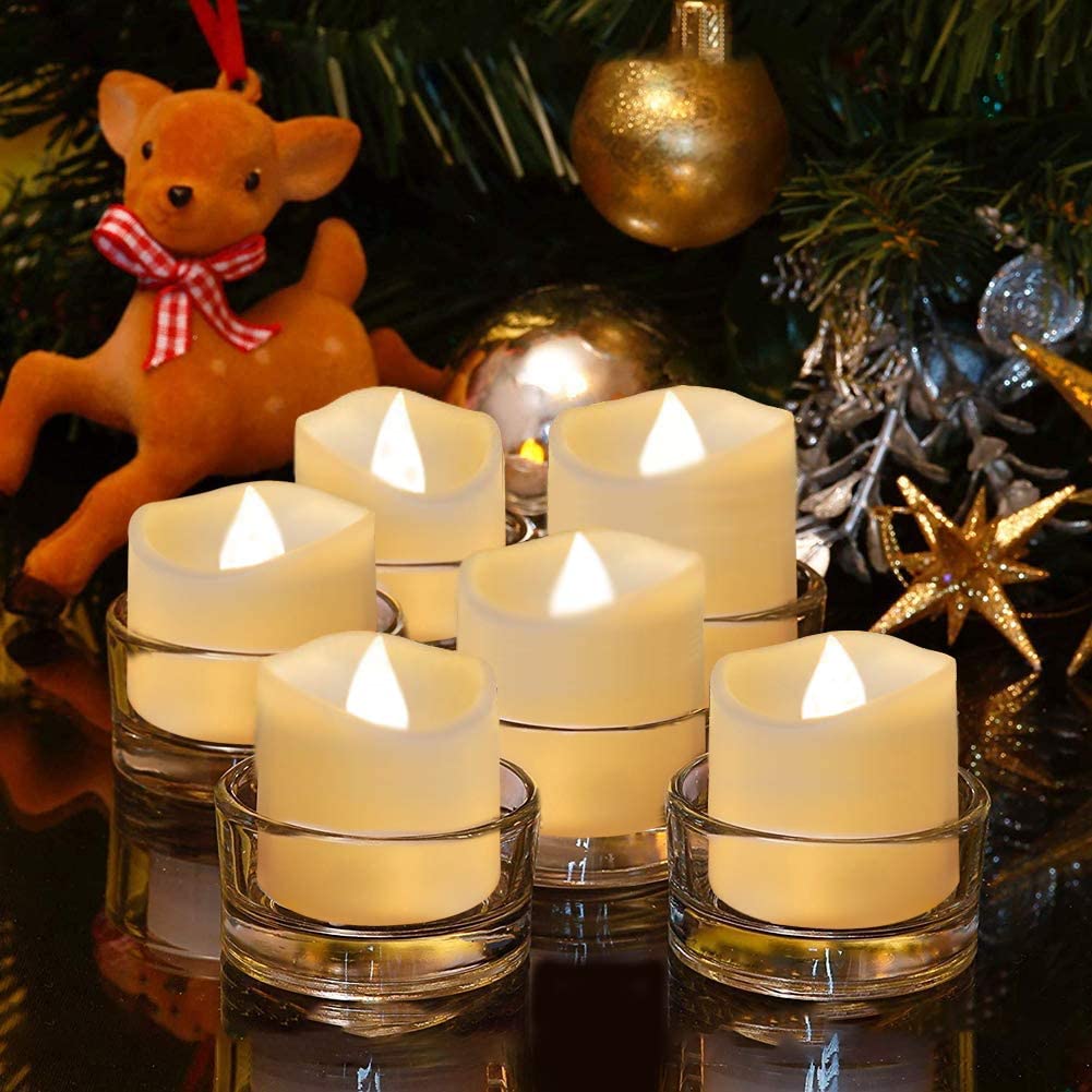 Battery Operated LED Tealights, Pack of 24, Flameless Tea Lights with Warm White Light, Electric Candles Realistic for Wedding, Table, Gift, Outdoor (24 Pack)