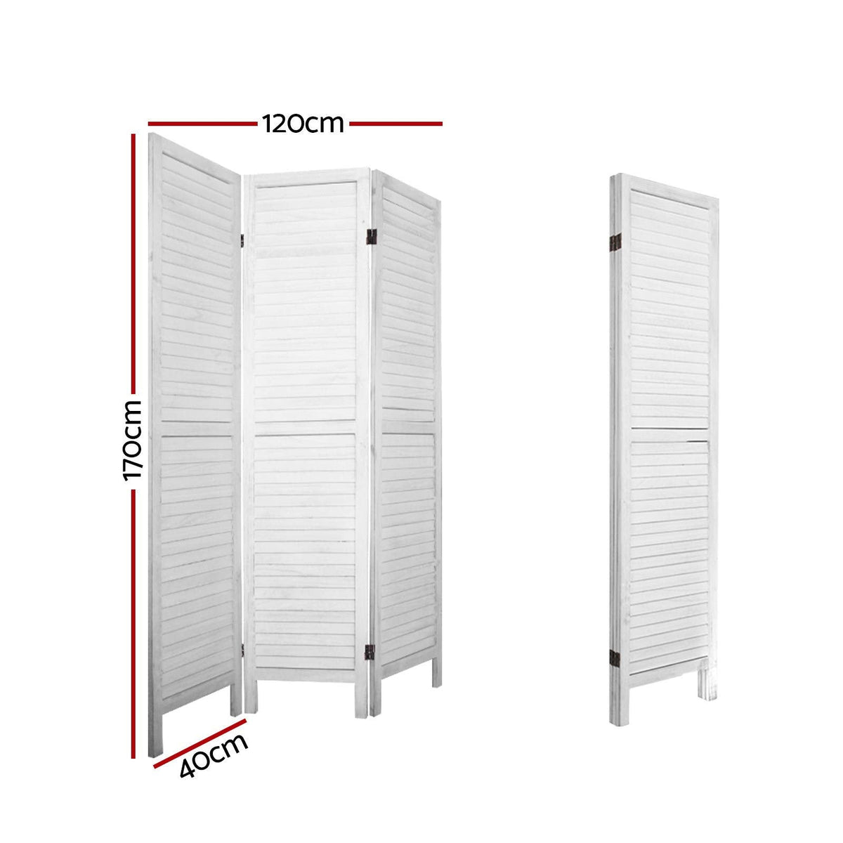 3-Panel Paulownia Wood Folding Room Divider