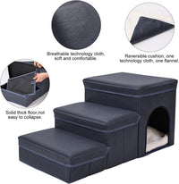 3-in-1 Foldable Pet Stairs with Bed & Storage