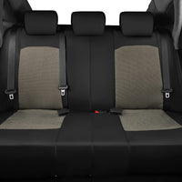 Luxury Leather and Breathable Spacer Mesh Universal Fit Full Set Car Seat Covers, Seat Protector,Airbag Compatible (Beige)