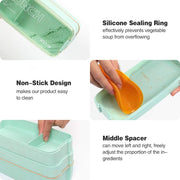Bento Box Japanese Lunch Box, 3-In-1 Compartment, Wheat Straw, Leak-proof Eco-Friendly Bento Lunch Box Meal Prep Containers for Kids and Adults (Green)