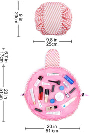 Pink-Stripe Drawstring Makeup & Toiletry Bag