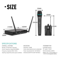 Debra Audio AU400 4-Channel UHF Microphone System – 4 Handheld Mics