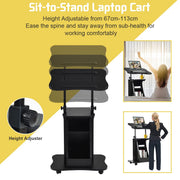 Mobile Height-Adjustable Laptop & Podium Desk with Storage