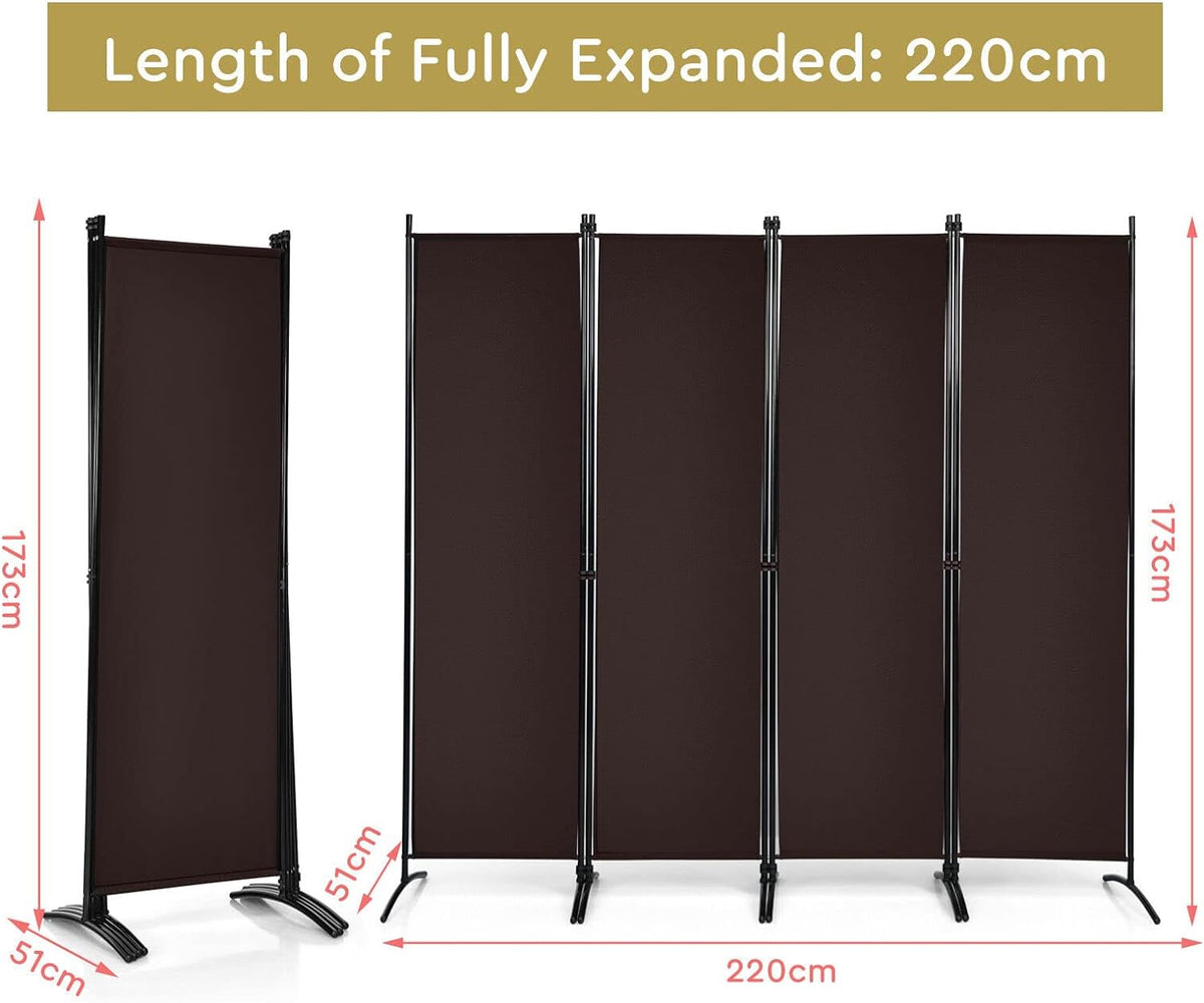 221 × 172 cm 4-Panel Fabric Room Divider – 3 Colours