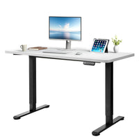 Electric Standing Desk, 120 X 60cm Height Adjustable Sit Stand Desk, 4 Height Memory Home Office Desk, Whole Piece Computer Workstations with Telescopic Frame (Black Top + White Frame)