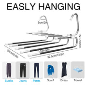 2-Pack S-Shaped 5-Rail Trouser & Scarf Hangers