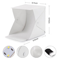 9-Inch Folding LED Photo Light Box – Black & White Backdrops