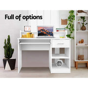 White Computer & Study Desk with Book Display Shelf