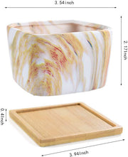 Square Marbling Ceramic Succulent Pots