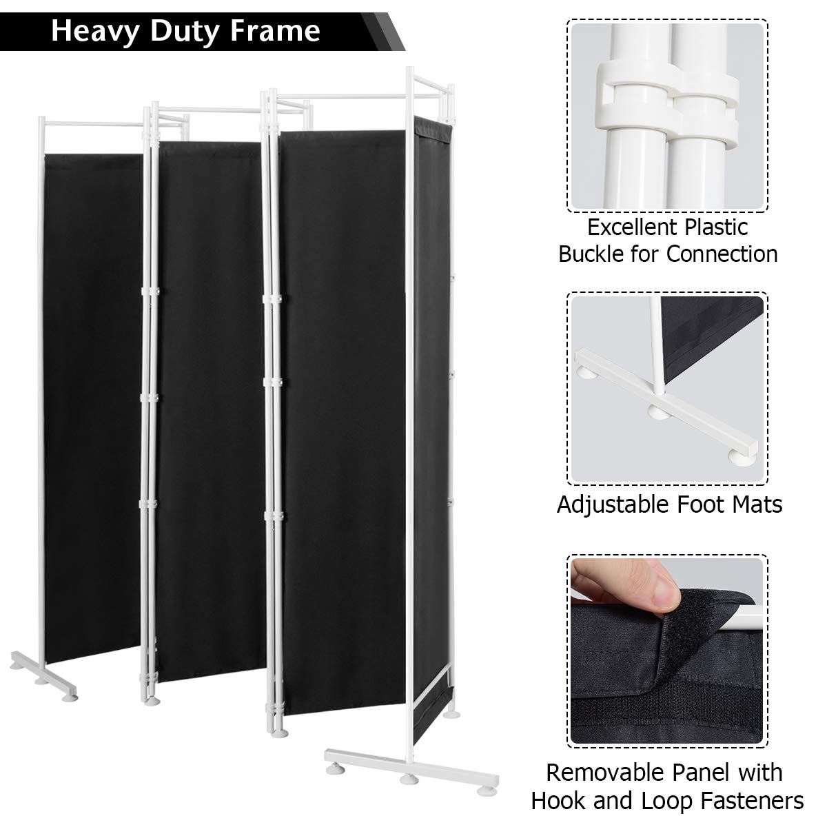 300 × 180 cm 6-Panel Folding Fabric Room Divider – 2 Colours