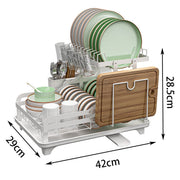 42 cm Collapsible 2-Tier Dish Rack with 180° Drain Spout