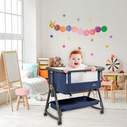 Baby bassinette with Mattress, Rocking Crib Co-Sleeping Cradle with Mosquito net (Blue)
