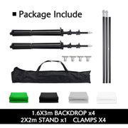2×2m Adjustable Backdrop Stand Kit with 4 Studio Backgrounds