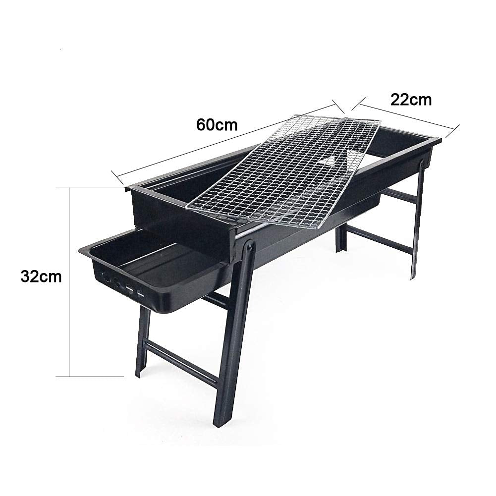 Outdoor Foldable BBQ Charcoal Grill Portable Hibachi Barbecue Camping Large Broil Kebab Grate Large Tray Net Rotisserie Set Stainless Steel