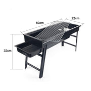 Outdoor Foldable BBQ Charcoal Grill Portable Hibachi Barbecue Camping Large Broil Kebab Grate Large Tray Net Rotisserie Set Stainless Steel