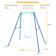 Kids Swing Set, A-Frame Swing Sets for Backyard w/Ground Stakes, Non-Slip Seat, Kids Swing Frame Stand with Swing Seat Great for Indoor Outdoor Garden Playground (Blue)