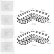 Black Adhesive Corner Shower Caddy with 2 Hooks
