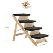 2-in-1 Foldable Pine Pet Ramp & 4-Step Stairs – 60 kg
