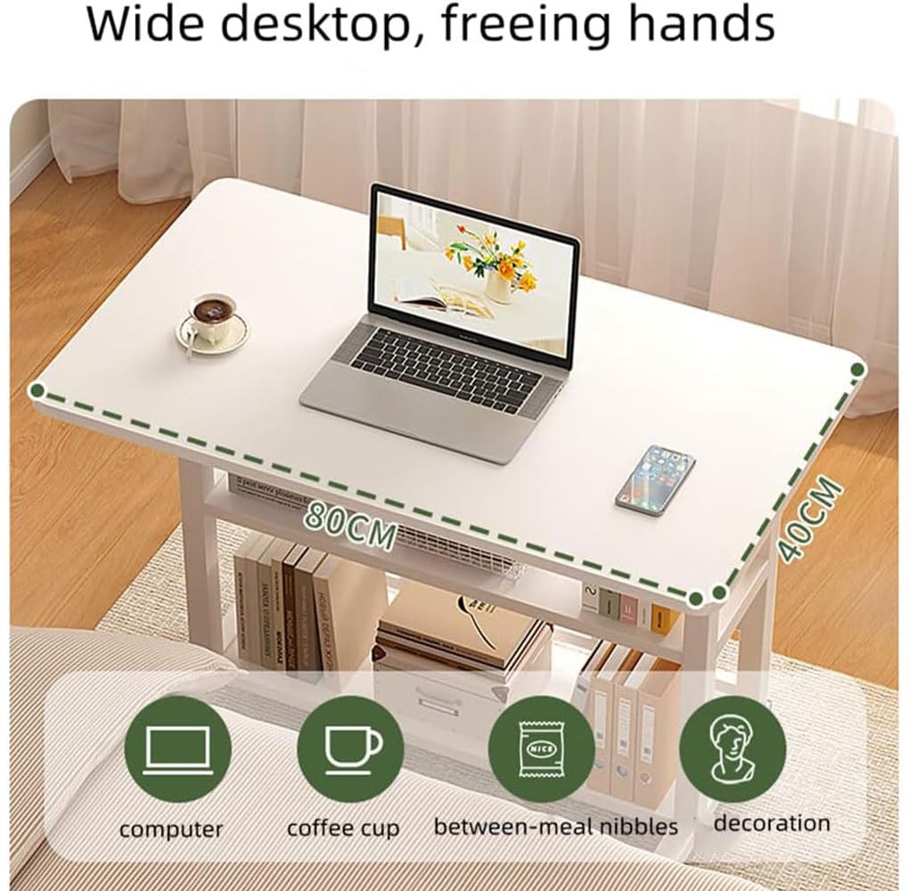 Mobile Height-Adjustable Laptop Desk with Storage