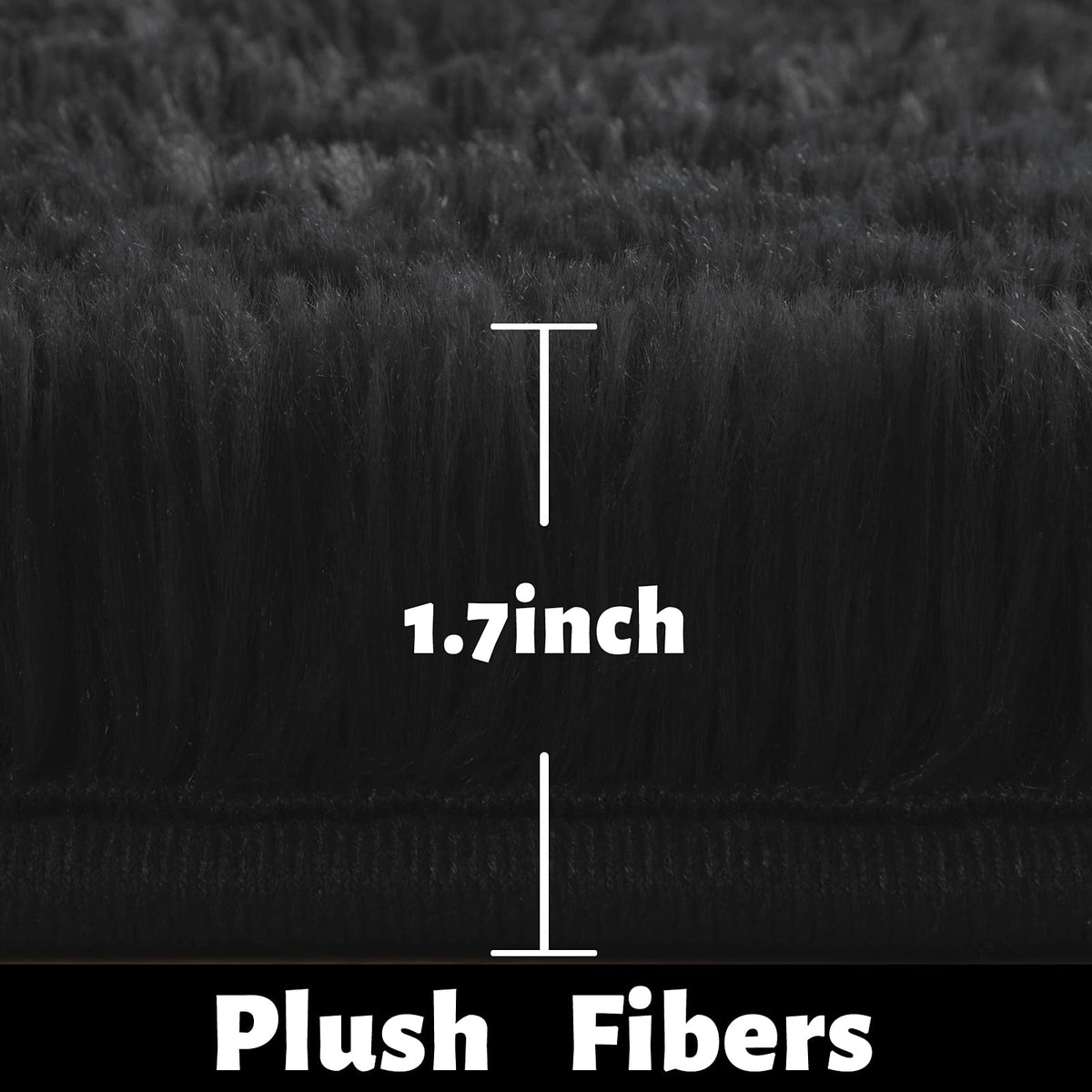 Black Area Rug for Bedroom,4'X6', Fluffy Shag Rug for Living Room, Furry Carpet for Kids Room, Shaggy Throw Rug for Nursery Room, Fuzzy Plush Rug, Black Carpet, Rectangle, Cute Room Decor for Baby