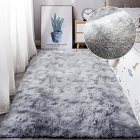 Area Rug Super Soft Indoor Modern Shag Shaggy Silky Smooth Rugs Fur Fluffy Anti-Skid Carpet Living Room Dining Room Bedroom Floor Mat