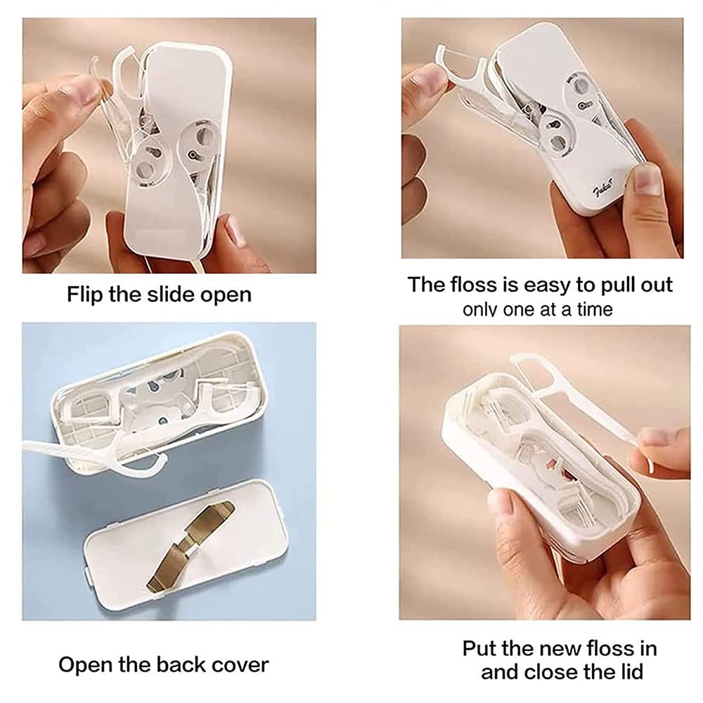 Refillable Travel Floss-Pick Dispensers with 48 Picks – 4 Pack