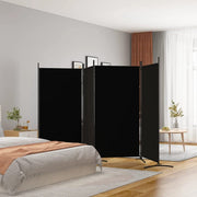 346 × 180 cm 4-Panel Black Fabric Room Divider