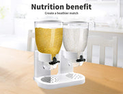 Double Cereal Dispenser Dry Food Storage Container Dispense Machine White White
